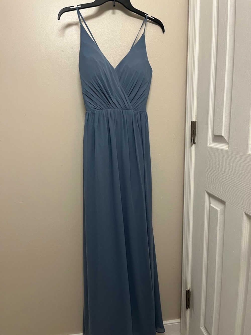 Bill Levkoff Blue V-Neck Spaghetti Strap Maxi Dress